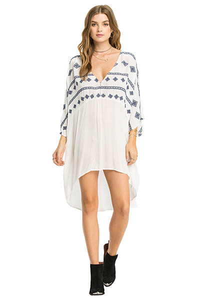 F4567 Womens Embroideried Swimsuit Cover Up Tunic Shirts Beachwear